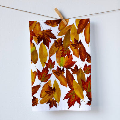 Fall Rainbow Leaves Kitchen Towel