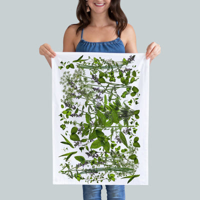 A wonderful design with a collage of fresh herbs os printed into 100% cotton fabric.  size 19"x28" a wonderful hostess gift.  Gift ready with dedication card is included. (7486083465439)