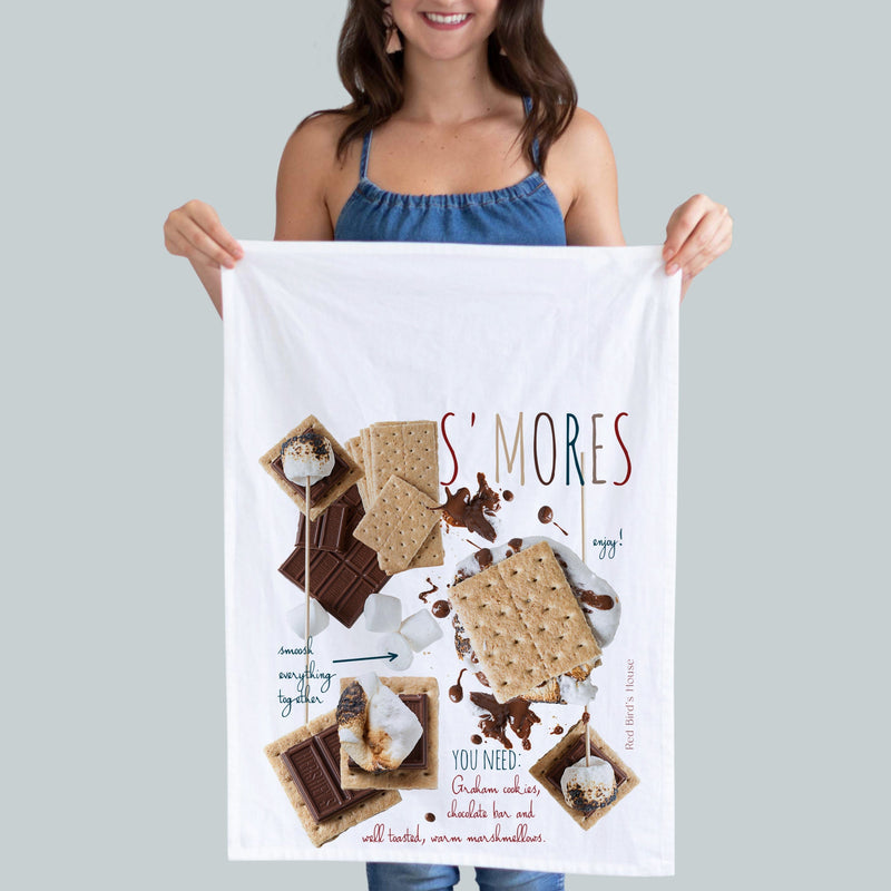A wonderful smores recipes is illustrated with full color photography and then printed into 100% cotton kitchen towel.  Kitchen towel size 18"x29" print size 16"x18" Gift ready packed with a dedication card included. (384383349)