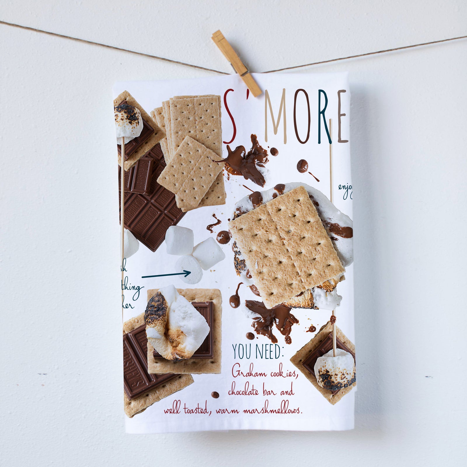 A wonderful smores recipes is illustrated with full color photography and then printed into 100% cotton kitchen towel. Kitchen towel size 18"x29" print size 16"x18" Gift ready packed with a dedication card included. (384383349)