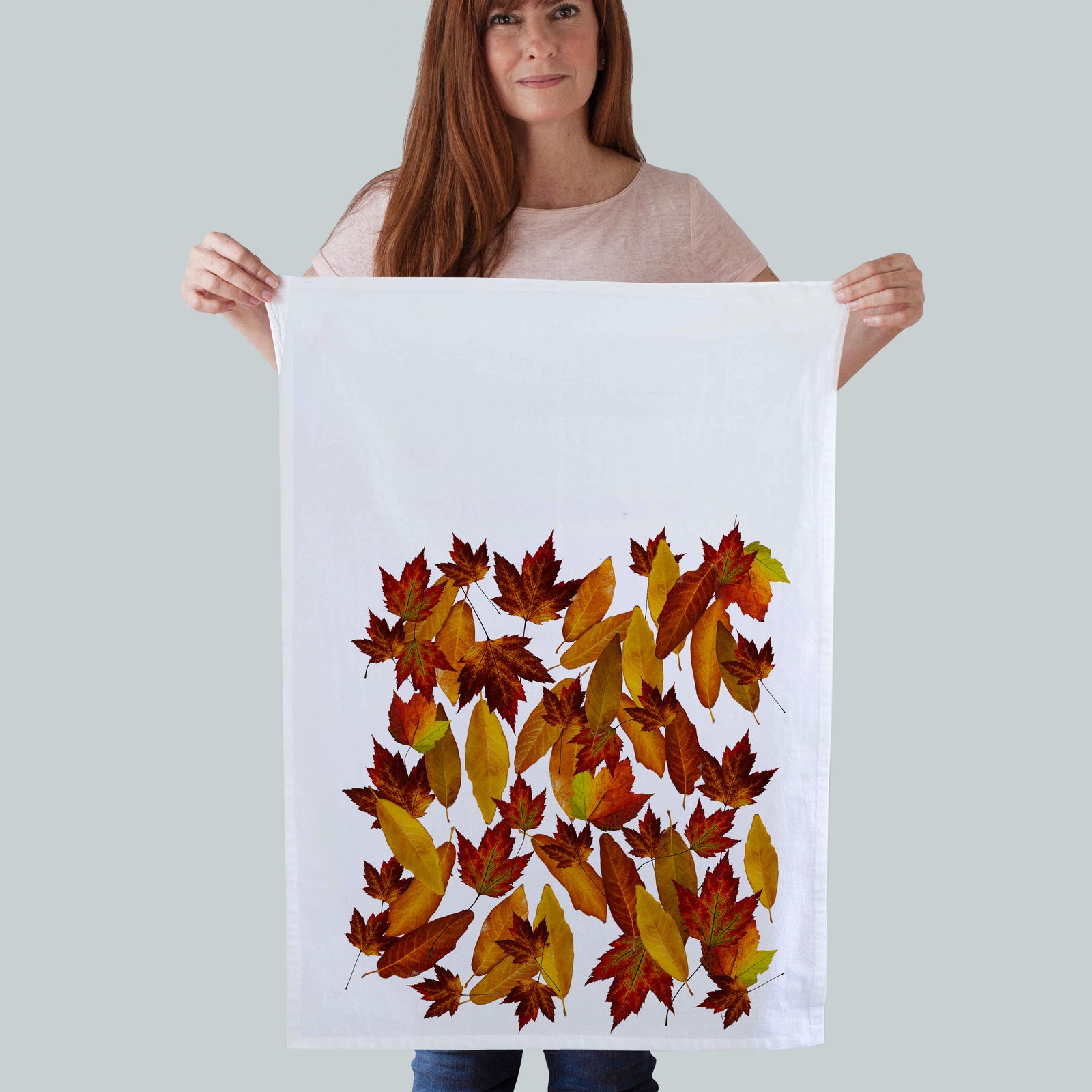 Fall Rainbow Leaves Kitchen Towel