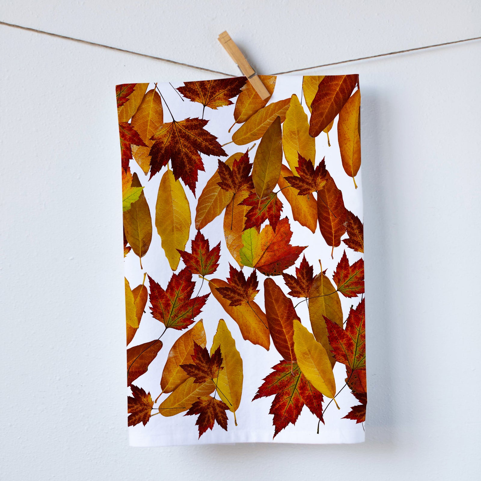 Fall Rainbow Leaves Kitchen Towel