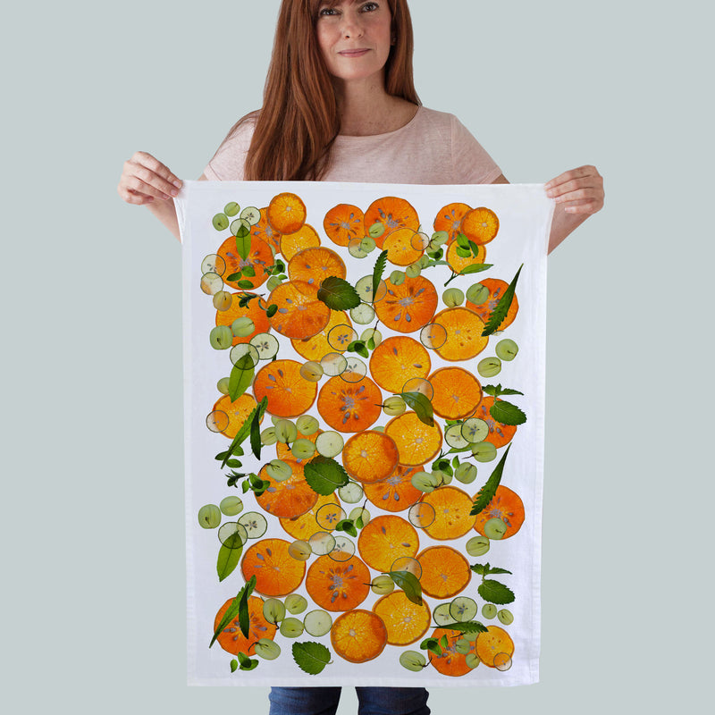 Oranges and Herbs FF Kitchen Towel