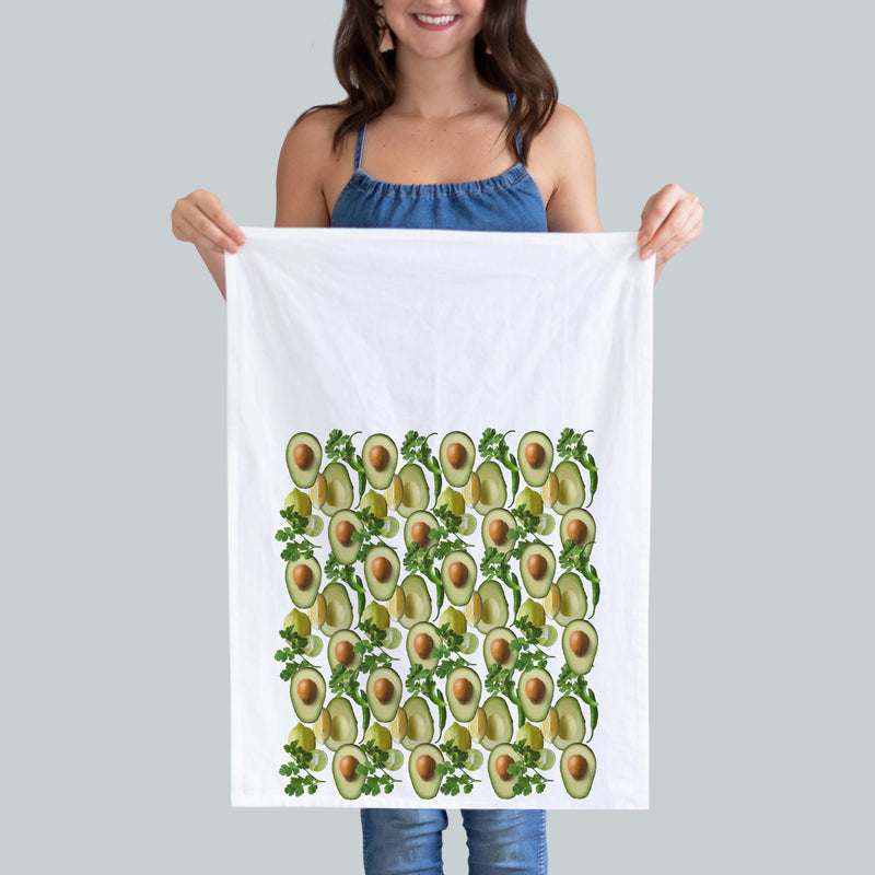 A beautiful kitchen towel with avocados and peppers. Millennials Favorite food.  Full color food photography by Pauline Stevens. Hostess gift. 19 x 28  (4677822873736)