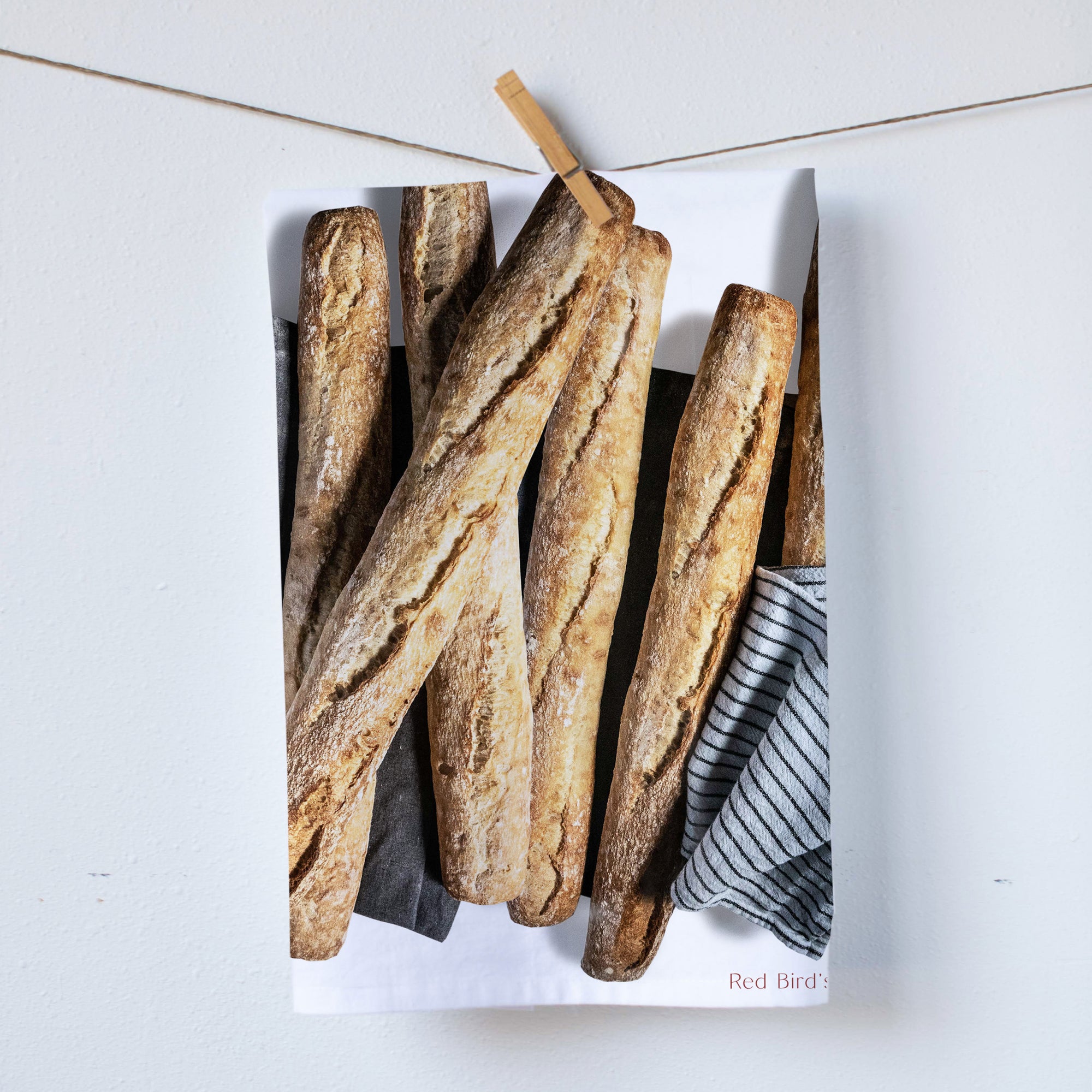 Fresh french baguettes kitchen towel. 100% cotton great for drying and as an accent piece to your kitchen. Food photography by Pauline Stevens. Hostess Gift. 19 x 28    (6824986869959)