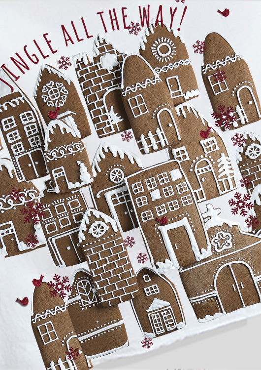 Christmas Ginger Bread houses kitchen towel. Beautiful well decorated gingerbread towels. Small town during Christmas of gingerbread houses. Jingle all the way. Photograph by Pauline Stevens. Hostess Gift, 19" x 28" (4294493372552)