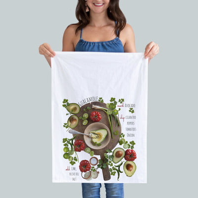 A GUACAMOLE RECIPE PRINTED ON A 19"X28" KITCHEN TOWEL.  PRINT SIZE 16"X18"  A HOSTESS GIFT (2136011393)