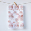 Pink rose collage kitchen towel. Contemporary towel with replicated image of pink roses. Beautiful color super bright and light pink. Photography by Pauline Stevens. Hostess gift. 19" x 28" (712823078964)