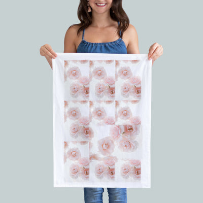 A beautiful litchen towels printed with a collage of soft pink rose.  An idea mother's day gift. 100% cotton Size 19"x28" Print size 16" x18" (712823078964)