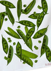 Gift giving made easy, a gift for the cook, Snap peas are beautifully hand printed into cotton flour sack. Original photography, Modern farm style. (10040591501)