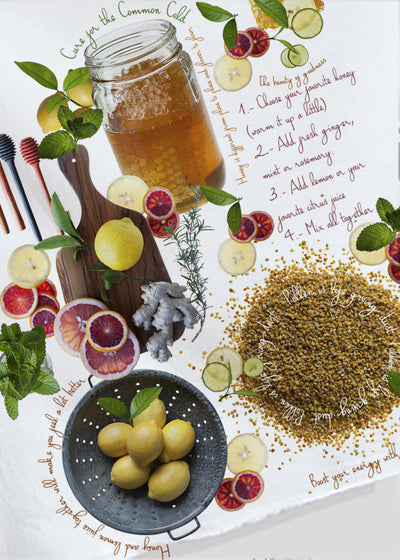 cure for the common cold recipe dish towel. (384383897)