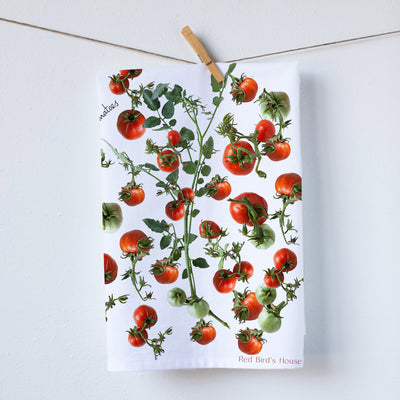 A beautiful kitchen towel printed with fullcolor photography of a vine with small heirloom tomatoes b Pauline Stevens for Red Bird's House. 19" x 28" (2015806401)